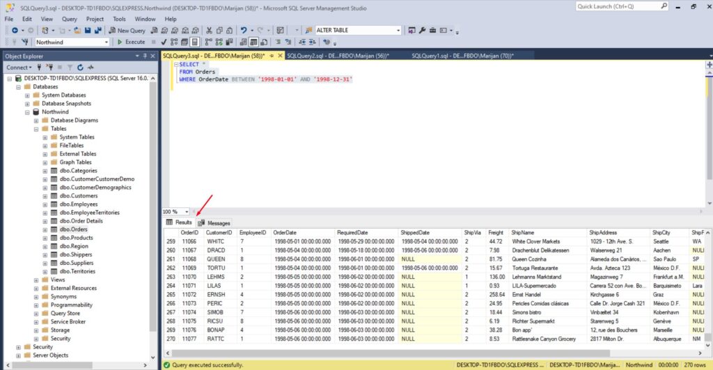 SQL WHERE Clause Between Two Dates