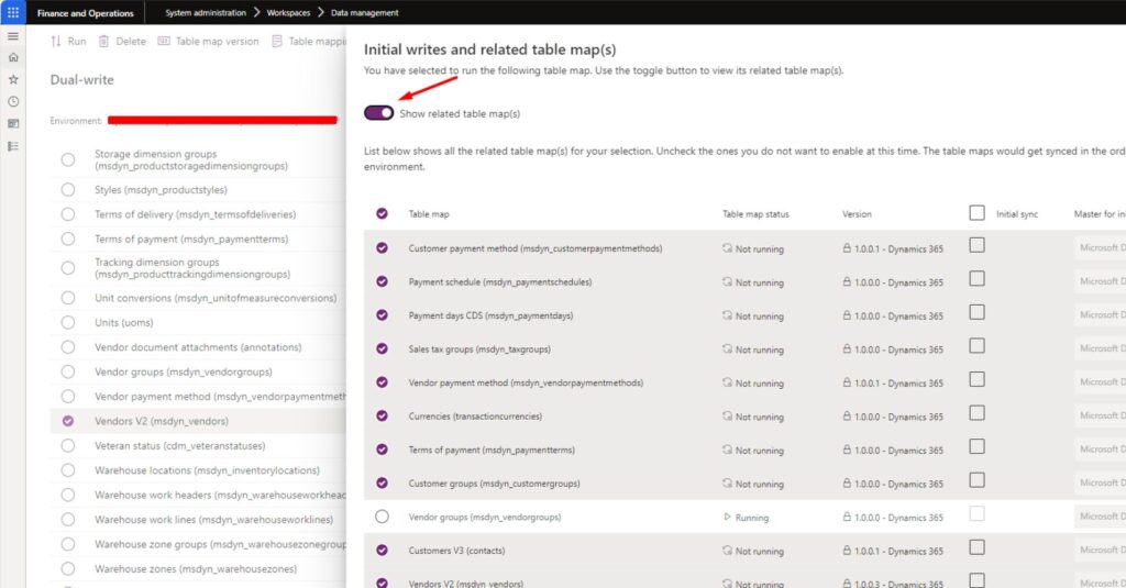 D365FO Dual-Write Related Table Map(s)