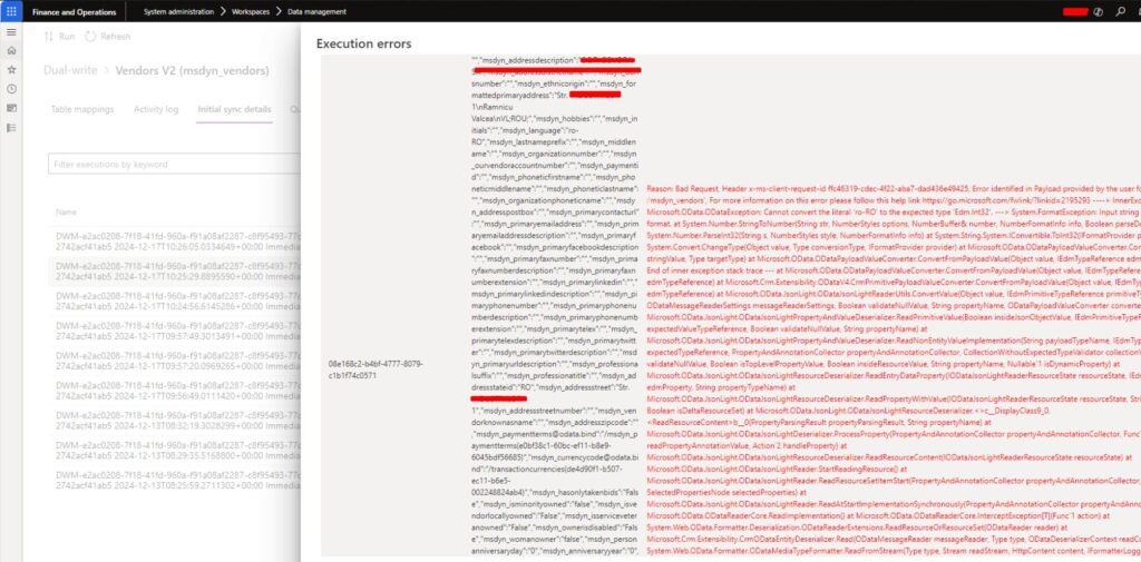 D365FO Dual-Write Bad Request