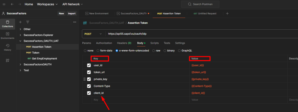 Postman Assertion Token