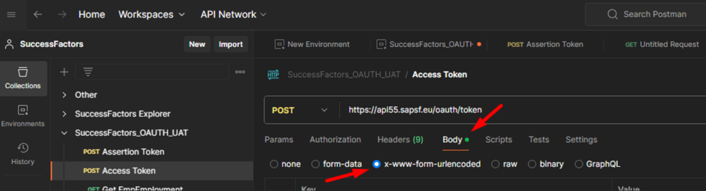 SuccessFactors Access Token Body