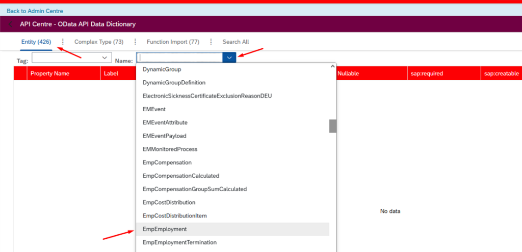 SuccessFactors API Dictionary