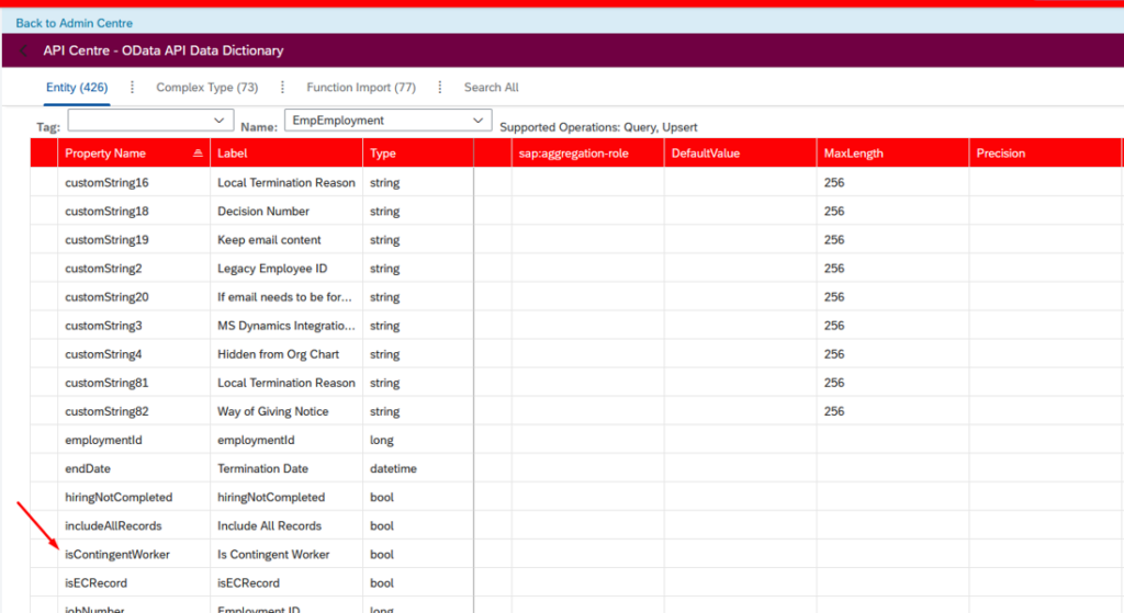 OData API Data Dictionary